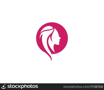 Beauty Women face silhouette character Logo Template