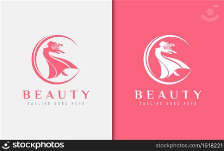 Beauty Women With Dance Pose Logo Design. Graphic Design Element.