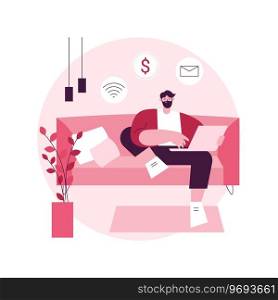 Become a freelancer abstract concept vector illustration. Distant work, individual freelance job, becoming independent entrepreneur, finding clients online, digital nomad abstract metaphor.. Become a freelancer abstract concept vector illustration.