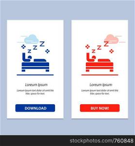 Bed, Bedroom, Clean, Cleaning Blue and Red Download and Buy Now web Widget Card Template
