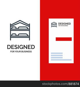 Bed, Bedroom, , Service, Hotel Grey Logo Design and Business Card Template