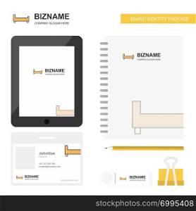 Bed Business Logo, Tab App, Diary PVC Employee Card and USB Brand Stationary Package Design Vector Template