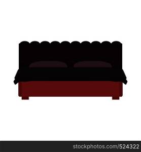 Bed front view vector bedroom cartoon furniture home. Sleep interior hotel rest. Flat duvet simple flat apartment