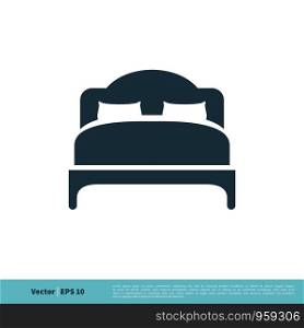 Bed Hotel Icon Vector Logo Template Illustration Design. Vector EPS 10.