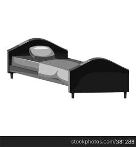Bed icon. Gray monochrome illustration of bed vector icon for web design. Bed icon, gray monochrome style