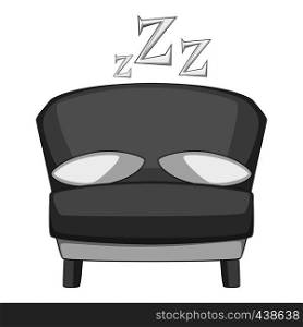 Bed icon in monochrome style isolated on white background vector illustration. Bed icon monochrome