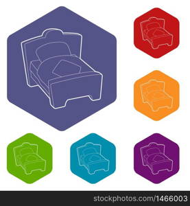 Bed icon. Outline illustration of bed vector icon for web design. Bed icon, outline style