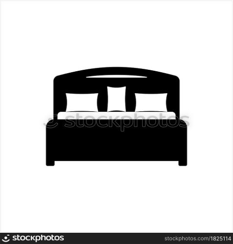 Bed Icon, Sleeping Bed Icon Vector Art Illustration