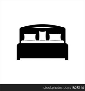 Bed Icon, Sleeping Bed Icon Vector Art Illustration