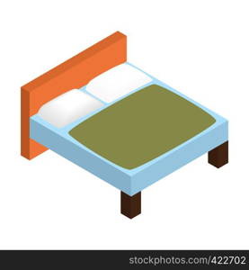 Bed linens isometric 3d icon. Tidy hotel bed. Single symbol on a white background. Bed linens isometric 3d icon