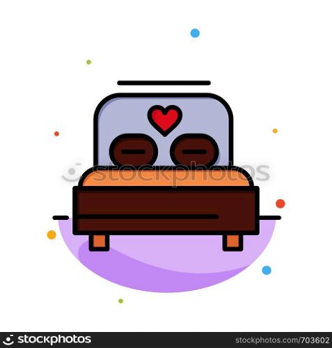 Bed, Love, Heart, Wedding Abstract Flat Color Icon Template