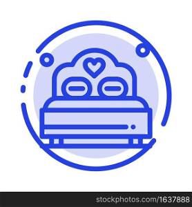 Bed, Love, Heart, Wedding Blue Dotted Line Line Icon