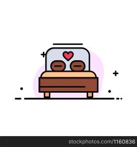 Bed, Love, Heart, Wedding Business Flat Line Filled Icon Vector Banner Template