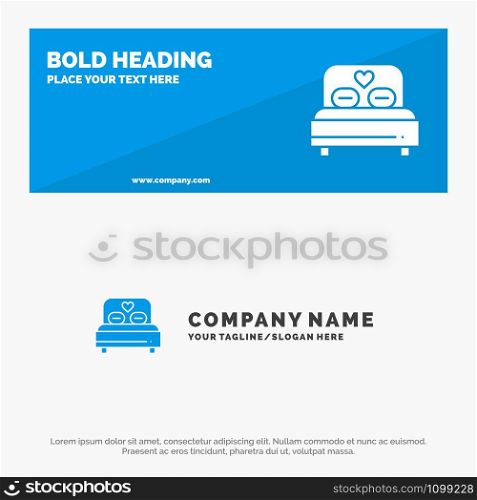 Bed, Love, Heart, Wedding SOlid Icon Website Banner and Business Logo Template