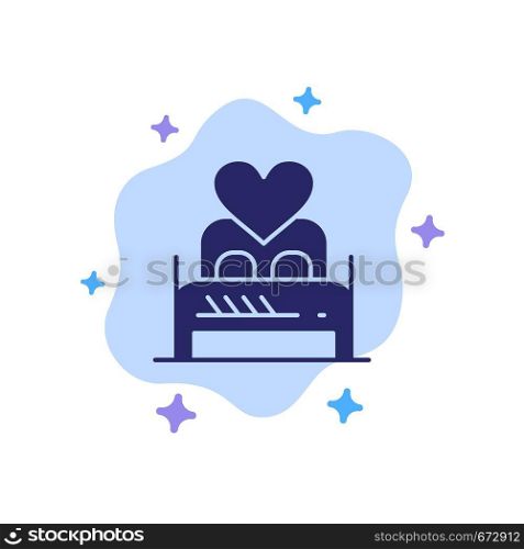 Bed, Love, Lover, Couple, Valentine Night, Room Blue Icon on Abstract Cloud Background