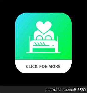 Bed, Love, Lover, Couple, Valentine Night, Room Mobile App Button. Android and IOS Glyph Version