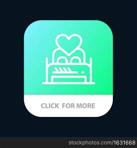 Bed, Love, Lover, Couple, Valentine Night, Room Mobile App Button. Android and IOS Line Version