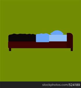Bed side view vector bedroom cartoon furniture home. Sleep interior hotel rest. Flat duvet simple flat apartment