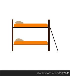 Bed side view vector icon comfortable apartment. Bedding room luxury pictogram mattress interior. Flat wooden furniture