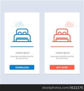 Bed, Sleep, Room, Hotel  Blue and Red Download and Buy Now web Widget Card Template