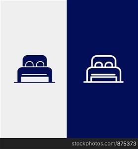 Bed, Sleep, Room, Hotel Line and Glyph Solid icon Blue banner