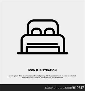 Bed, Sleep, Room, Hotel Vector Line Icon