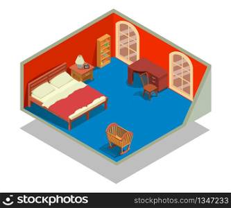 Bedchamber concept banner. Isometric banner of bedchamber vector concept for web, giftcard and postcard. Bedchamber concept banner, isometric style