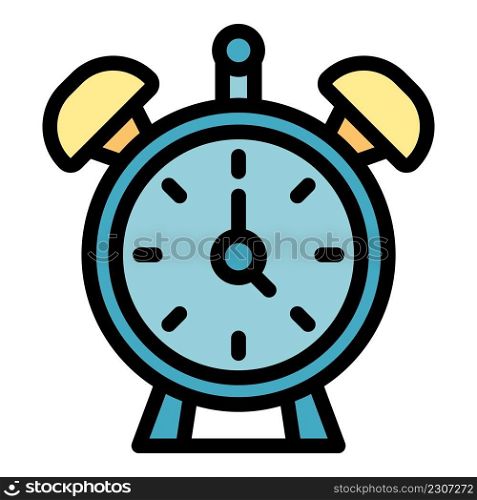 Bedroom alarm clock icon. Outline bedroom alarm clock vector icon color flat isolated. Bedroom alarm clock icon color outline vector