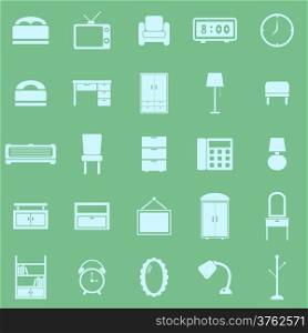 Bedroom color icons on green background, stock vector