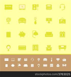 Bedroom color icons on yellow background, stock vector