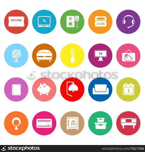 Bedroom flat icons on white background, stock vector