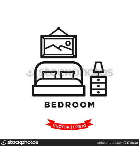 bedroom icon in trendy flat style