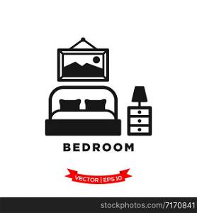 bedroom icon in trendy flat style