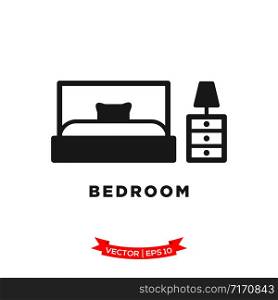 bedroom icon in trendy flat style