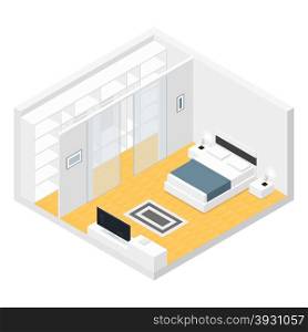 Bedroom isometric set. Bedroom isometric set vector graphic illustration design