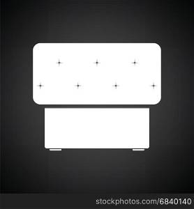 Bedroom pouf icon. Black background with white. Vector illustration.