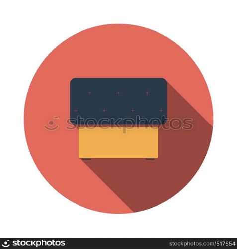 Bedroom Pouf Icon. Flat Circle Stencil Design With Long Shadow. Vector Illustration.