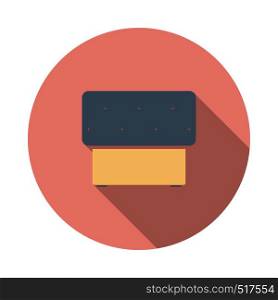 Bedroom Pouf Icon. Flat Circle Stencil Design With Long Shadow. Vector Illustration.