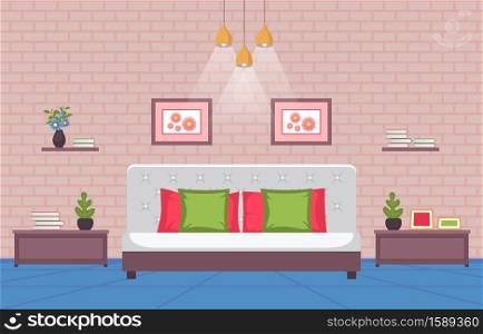 Bedroom Sleeping Room Bed Interior Design Modern House Illustration