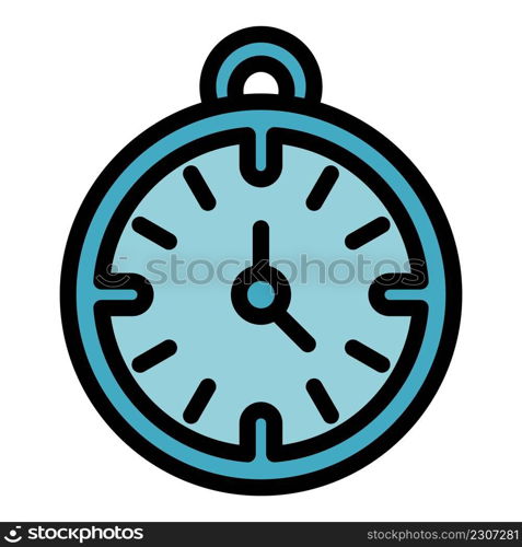 Bedroom wall clock icon. Outline bedroom wall clock vector icon color flat isolated. Bedroom wall clock icon color outline vector