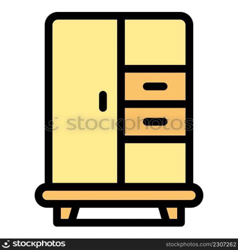 Bedroom wardrobe icon. Outline bedroom wardrobe vector icon color flat isolated. Bedroom wardrobe icon color outline vector