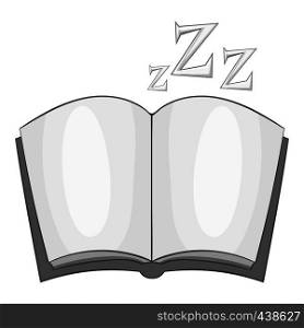 Bedtime story icon in monochrome style isolated on white background vector illustration. Bedtime story icon monochrome