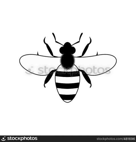 Bee black simple icon isolated on white background. Bee black simple icon