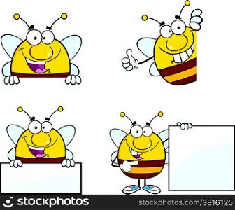 Bee Cartoon Mascot Characters. Set Collection 7