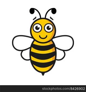 Bee character. Happy bumblebee insect. Vector illustration isolated on white.. Bee character.