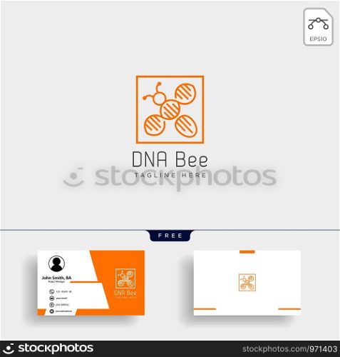 Bee DNA Science creative logo template vector illustration with business card design - vector. Bee DNA Science creative logo template with business card
