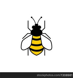 Bee flat icon. Bee, isolated on white background. Bee icon in modern flat design. Vector illustration.