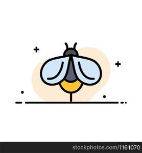 Bee, Fly, Honey, Bug Business Flat Line Filled Icon Vector Banner Template