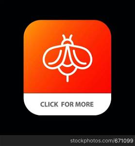 Bee, Fly, Honey, Bug Mobile App Button. Android and IOS Line Version