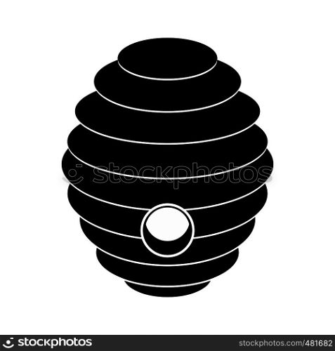 Bee hive black simple icon isolated on white background. Bee hive black simple icon